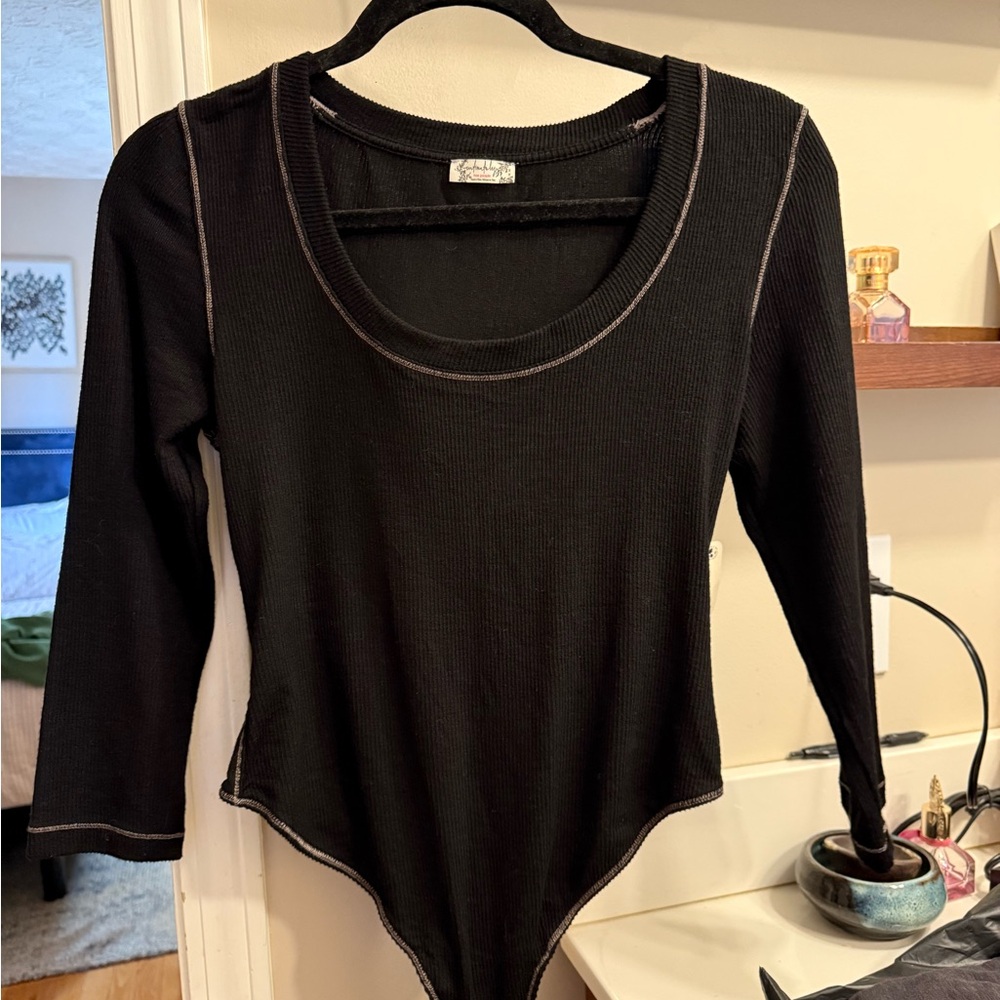 Free People Black Bodysuit NWT Size M